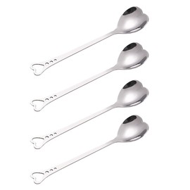 JIHUOO 6 Pcs Stainless Steel Heart Shaped Tea Spoons Small Love Spoons Espresso Coffee Spoons Cute Dessert Scoop for Ice Cream