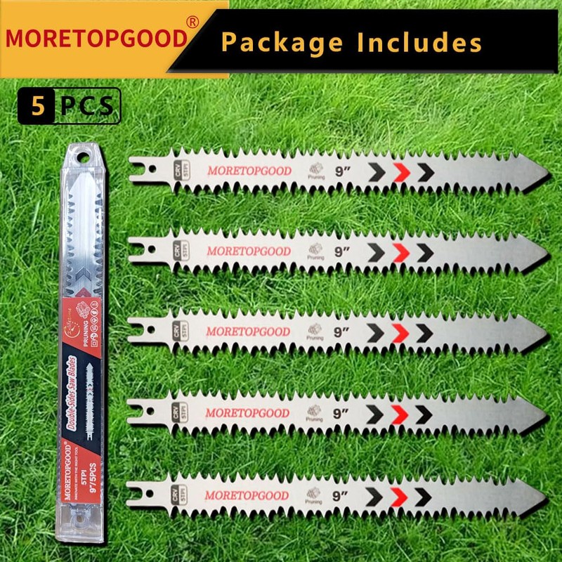 MORETOPGOOD Double-Sided Reciprocating Saw Blade,9 Inch Wood Pruning Japanese Teeth