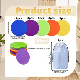 Carpet Spots for Classroom, 40Pcs Colorful Floor Markers with Storage Bag, Teacher Supplies for Classroom Organization, Kids Activities, Educational Decor, 5 Colors, 10cm/3.93in Diameter
