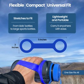 BottleBand One Size Fit All Water Bottle Grip - Durable Silicone Band Grip Strap, Comfortable Drop Protection. Anti Slip for Running, Hiking, or Walking (Blank, Blue)