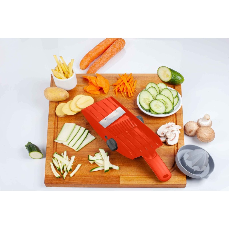 Vegetable Slicer Red TNS 3000 Multi Grater, Cucumber Slicer, Julienne