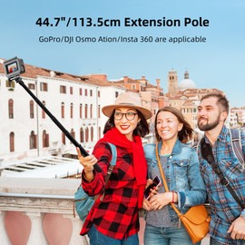 PULUZ 114cm Invisible Selfie Stick for Insta360, Extension Invisible Monopod with Adapter Base & Dual Screw for Insta360 One RS / X2 / X3 / X4