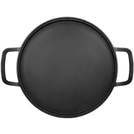 GGC Cast Iron Pizza Pan for Baking, 14" Round Griddle Pans Make Different Dishes for Stove, Oven, Grill and Campfire, Heavy-duty and Evenly Heat Pizza Stone for Pizza Tortillas, Eggs, Bacon and Meat