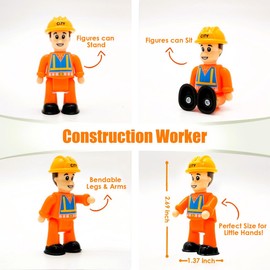 FUNERICA Construction Worker Toy Figures Playset - People Figures for Kids - Community Helpers Figurines Toy People - Miniature Little People Construction Toys - Igniting Action in Kids Building Toys