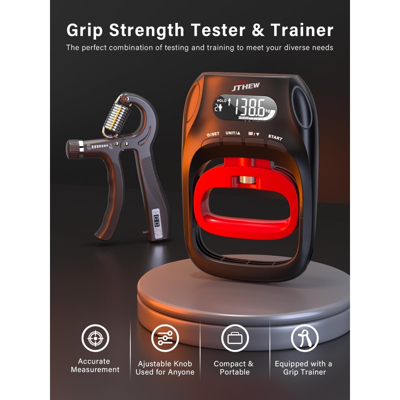 Grip Strength Tester Trainer - Electronic Hand Dynamometer of 400lbs/180kg