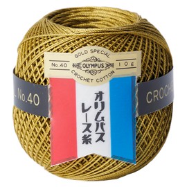 Olympus COL. 284 Yellow Khaki Lace Yarn, Gold No. 40, Lace Yarn, 0.3 oz (10 g), Approx. 35.0 ft (89 m)