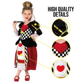 Fun Shack Girls Queen Of Hearts Costume | Kids Queen Of Hearts Dress | Childrens Costume For Dress-Up Parties, Medium