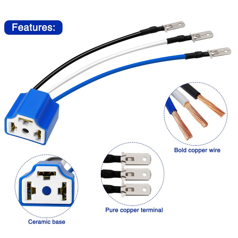 4 Pcs Ceramic H4 Socket VooGenzek H4 9003 HB2 Wiring