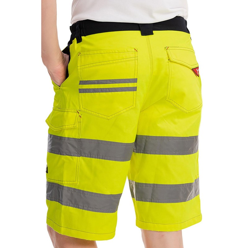Mivaro Men's Work Shorts with Reflective Stripes in Signal Colours,