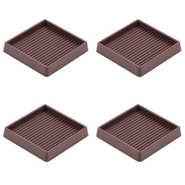 VOCOMO 3X3 Rubber Caster Cups, Non Slip Furniture Pads, Anti-Slip Furniture Gripper, Anti Skid Furnitures Feet, Anti Slide Floor Protector for Bed Couch Stoppers (Brown, 4 Pack)