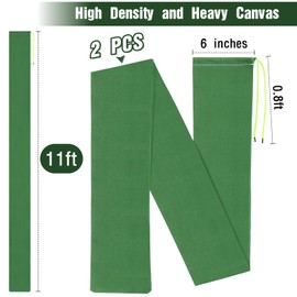 Threan 2 Pcs Long Canvas Sandbags Flood Protection Thickened Reusable Sand Tube Bags Rain Wind Flood Barrier with Elastic Band Water Barrier Tube for Door Rain Water Control, Green (11ft)