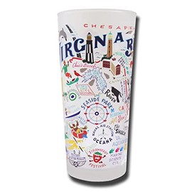 Catstudio Drinking Glass, Virginia Beach Frosted Glass Cup for Kitchen, Drinking Glasses, 15oz Dishwasher Safe Tumbler, Wedding Gifts