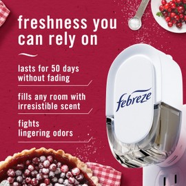 Febreze Plug In Air Freshener, Odor-Fighting Scented Oil Refill, Air Fresheners for Home and Bathroom and Kitchen, Long Lasting for Strong Odors, Cranberry Crumble Scent, 0.87oz Refills, 2 Count