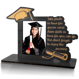 Mriazxoon 2024 Graduation Picture Frame, Class of 2024 Black Wooden Graduation Photo Frame as Preschool High School College Graduation Gifts Tabletop Display (Black)