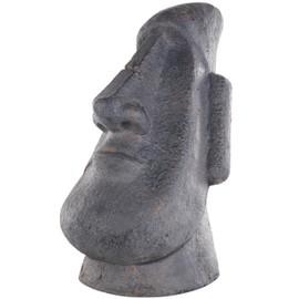 Deco 79 Magnesium Oxide People Indoor Outdoor Planter Distressed Textured Easter Island Head Large Planter Pot, Planter 13" x 19" x 25", Black
