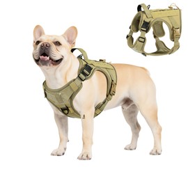 VavoPaw Tactical Dog Harness, Easy Control & No Pull Dog Harness with Molle Panel and Reflective Strip, Tactical Vest for Dogs Service Training, Walking, Hunting, Outdoor Activities, Khaki, S