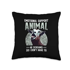 Screaming Goat Emotional Support Animal Goat Farm Goat Owner Throw Pillow
