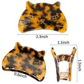 Hapdoo 1pc Yellow Leopard Cat Hair Clips, Cat Gifts for Women Small Cute Animal Hair Claw Clips Cat Lover Gifts for Girls, Funny Pet Themed Hair Accessories Memorial Gift