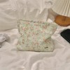 Qiwenr Flower Makeup Bag, Cosmetic Bag, Corduroy Small Toiletry Bag,