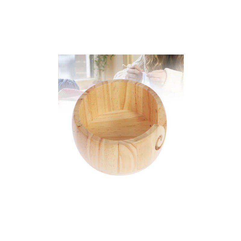 Wooden Yarn Bowl for Knitting & Crochet - Smooth Pine