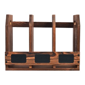 ExoLiry Rustic Torched Brown Wooden Desktop Document Organizer Office Chalkboard Labels File Folder Binder Sorter Storage Rack Multiple Compartments Table Organization Caddy Desk Shelf Paper Tray