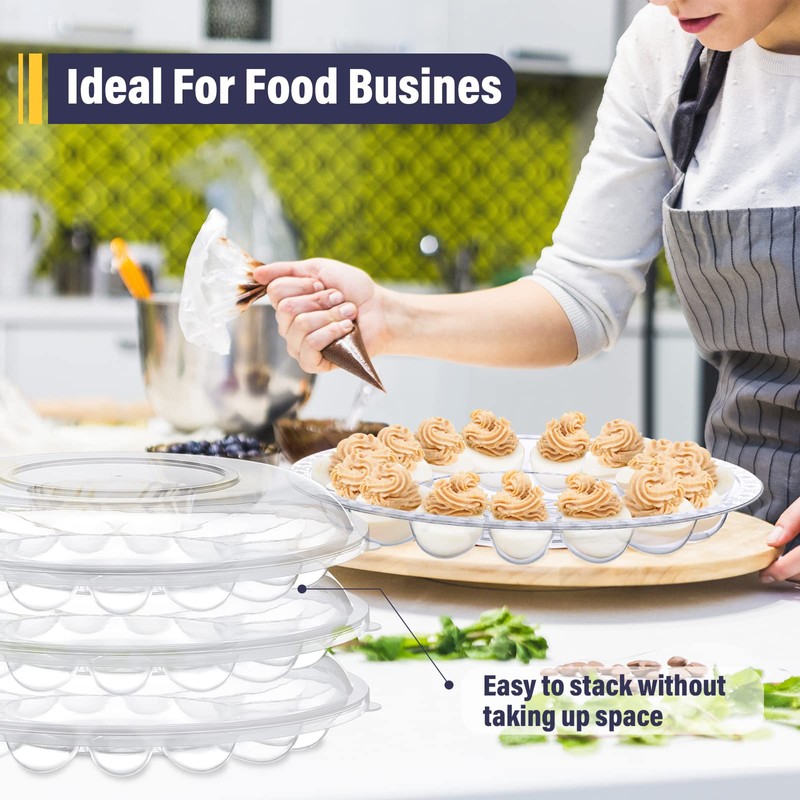 Shellwei 6Pcs Deviled Egg Platter with Lid Container Tray with