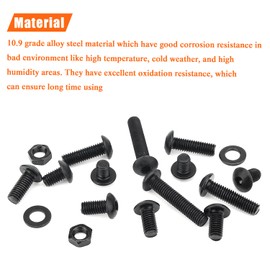 HELIFOUNER 240 Pieces M5 x 6mm /8mm /10mm /12mm /16mm /20mm /25mm, Button Head Socket Cap Screws Bolts Washers Nuts Kit, 10.9 Grade Alloy Steel, Full Threaded, Black