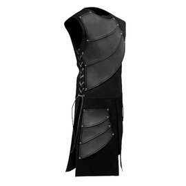 RYCUZYNU Men's Side laces up Knight Viking Pirate Armor Long Waistcoats Vests Long Bracer Costume Set