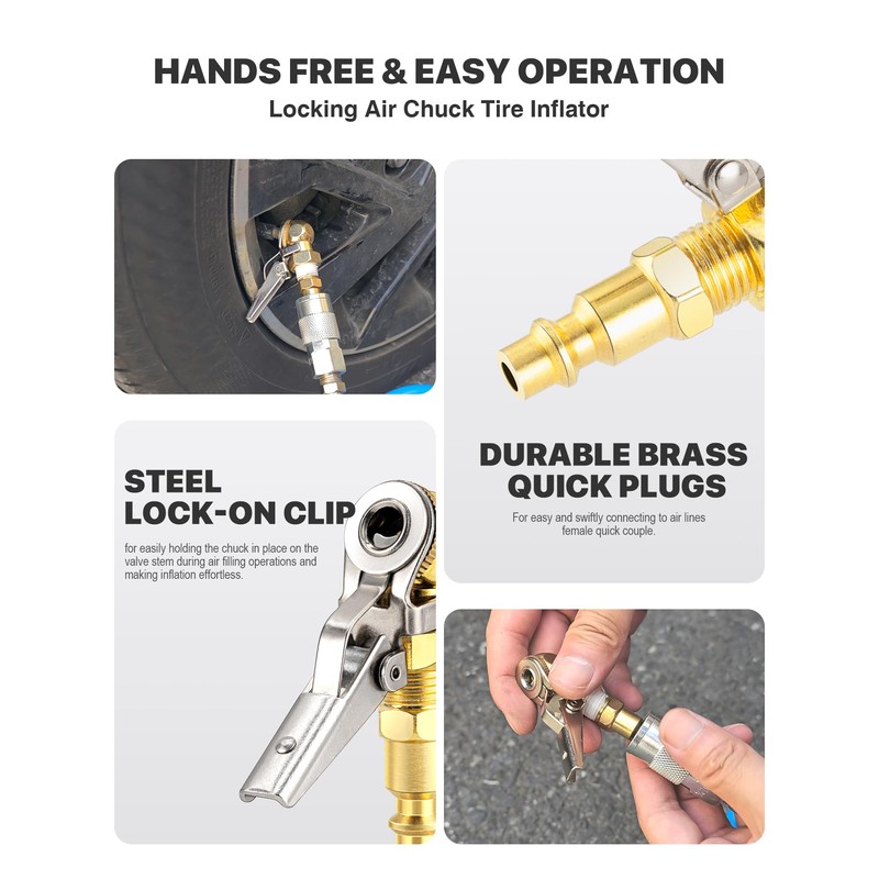 LUMITECO 2-Pack 1/4 Inch Female NPT Closed Ball Tire Inflator