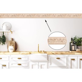 CONCORD WALLCOVERINGS ™ Wallpaper Border Vintage Pattern Grapes Leaves Ornaments for Cottage Bedroom Living Room, Beige, 15 ft by 7 in 92234