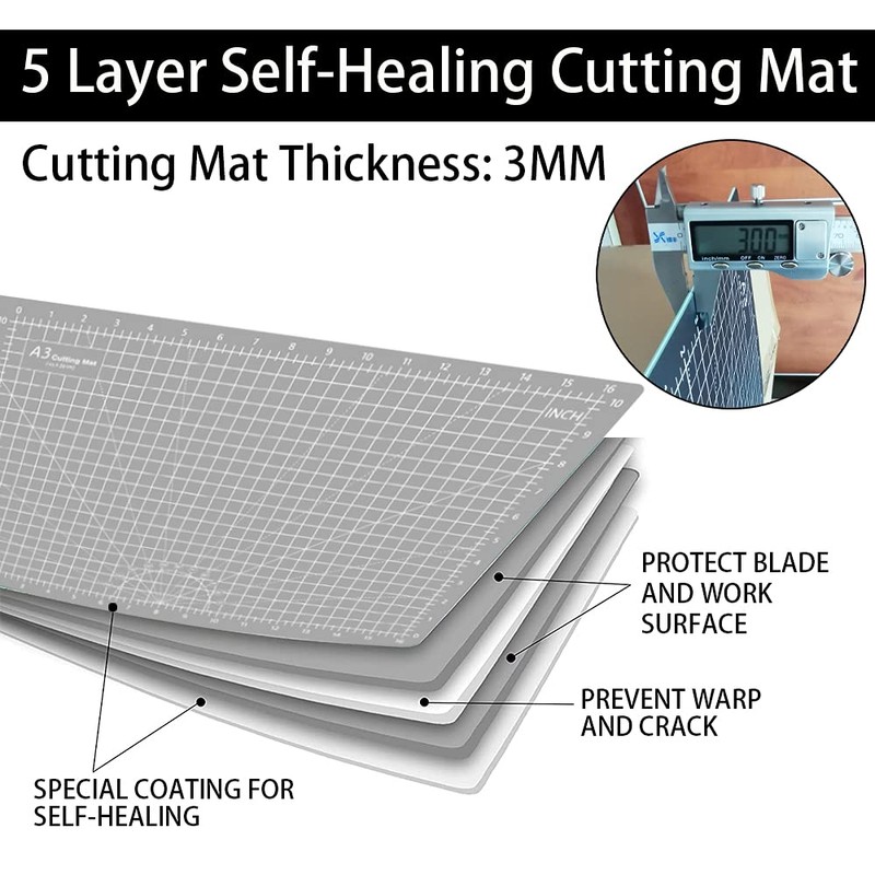 Headley Tools 18"x12" Thickened Self Healing Cutting Mat, Durable Rotary