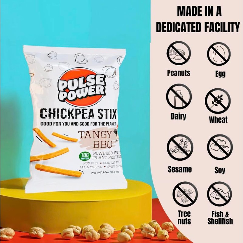 Pulse Power Chickpea Stix - Crunchy Snacks, High Protein, Gluten