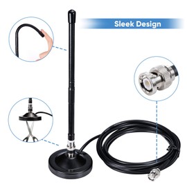 Bingfu CB Antenna 27MHz Magnetic Base CB Radio Antenna BNC & PL259 Male CB Antenna Compatible with Cobra Midland Uniden Maxon President Portable Handheld CB Radio Mobile Radio Police Scanner