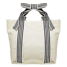 Giselle Women's Tote Bag, Handbag, Large Capacity, Small, Canvas, Canvas, Lightweight, Ribbon Bag, white