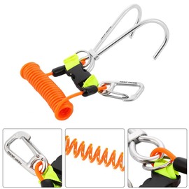 Scuba Diving Reef Hook, Stainless Steel Reef Double Hook with Spiral Coil Lanyard(Orange) Tirevalvestemcap Swimming Supplies