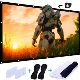 Projector Screen 16:9 Foldable Anti Wrinkle Portable Projector Movie Screen for Home Cinema Outdoor Indoor Support Double Sided Projection 4