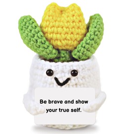 PARTY TONIGHT Funny Easter Basket Stuffers Positive Crochet Plants Tulip Easter Gifts for Mom Wife Grandma Teacher Appreciation Mini Crochet Tulip Inspirational Novelty Gifts