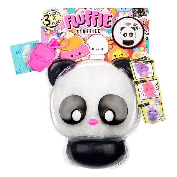 Fluffie Stuffiez Panda Small Collectible Feature Plush - Surprise Reveal Unboxing with Huggable ASMR Fidget DIY Fur Pulling, Ultra Soft Fluff