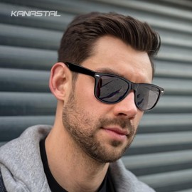 KANASTAL Sunglasses for Women Men Black Sunglasses and Orange Sunglasse Polarized UV400 Protection Trendy Sun Glasses Square Frame Shades for Couple Party Driving Fishing