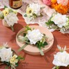 12 Pcs Corsage and Boutonniere Set with Pins for Wedding,White