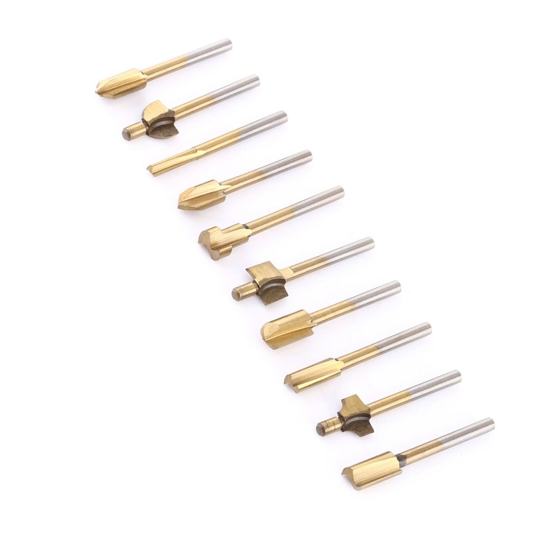 10pcs HSS Titanium Coated Woodworking Edge Cutters Trimmer Router Machine