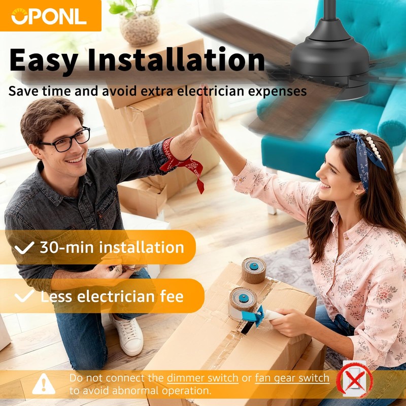 OPONL Ceiling Fan with Light, Ceiling fan with Light and