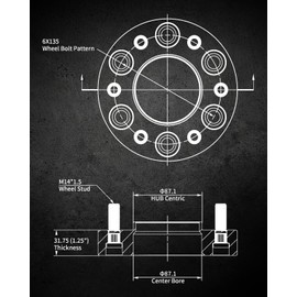 EVIL ENERGY 6x135 Wheel Spacers 1.25 inch Compatible for F150 2015-2024, 6x135 mm Hubcentric with Lip 6 Lugs 87.1 mm Hub Bore M14x1.5 Studs Green
