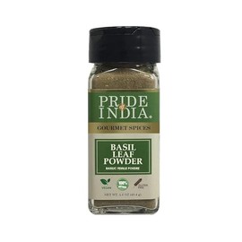 Pride of India – Basil Leaf Powder – Gourmet & Culinary Spice – Mediterranean Seasoning – Adds Flavor to pesto/stews/curries– Easy to Use – 1.6 oz. Small Dual Sifter Jar