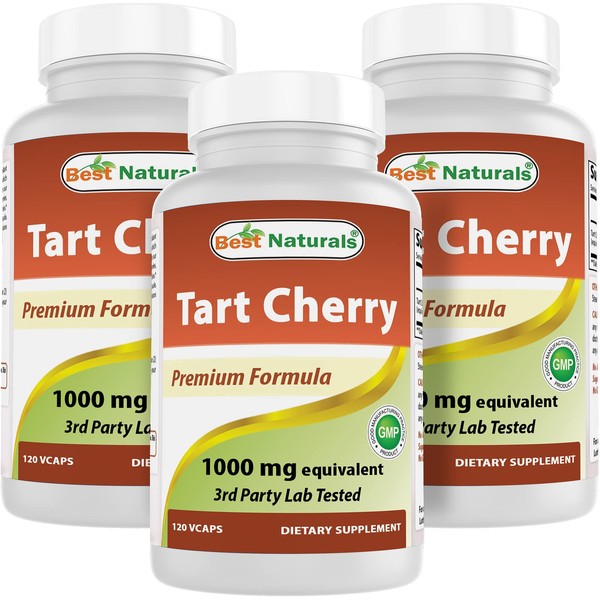 Best Naturals Tart Cherry Extract 1000 mg 120 Capsules (120 Count (Pack of 3))