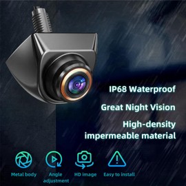 CARKOOL HD Car Front Side Rear Rear View Camera 360° Rotate Backup Camera Wide View Angle IP68K Waterproof Universal Reversing Parking Night Vision Camera for Truck Car Pickup SUV