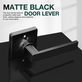 GOBEKOR 8 Pack Dummy Door Handles Matte Black Single Dummy Door Levers Square Lever Door Handles for Closet Keyless Interior Door Handles