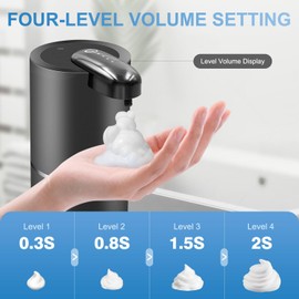 Varluckiner Automatic Foaming Soap Dispenser, Wall Mount Touchless 4 Gear Adjustable Electric Soap Dispenser,USB Rechargeable with Infrared Motion Sensor (Black, 12.8oz)