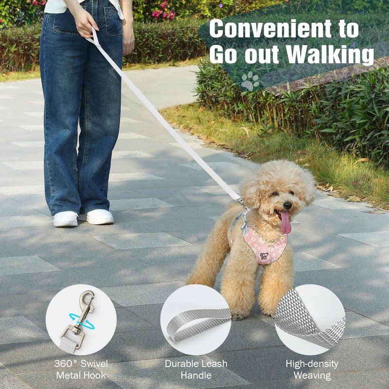Pawaboo Small Dog Harness and Leash Set, Puppy Harness X-Frame