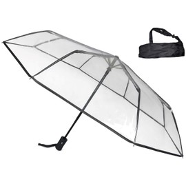 Sternenfunke Umbrella Foldable Transparent Pocket Umbrella, transparent-black